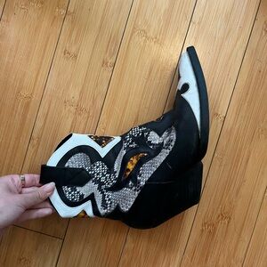 Zara Cowboy Heeled mix print boots